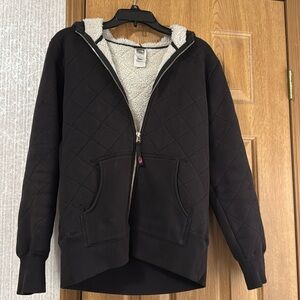 The North Face Woman’s  Quilted Zip Up Black Hoodie Size M